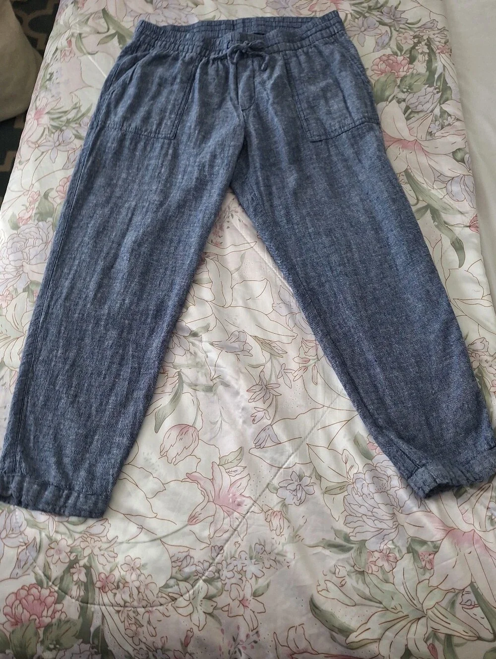 Old Navy M Linen Blend Pans Chambray Blue